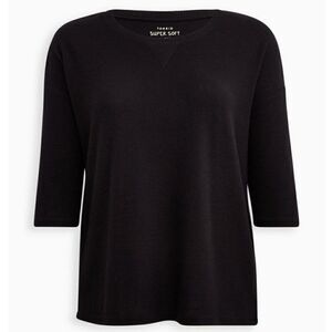 Torrid black Super Soft Plush Long Sleeve Dolman Lounge Tee 1 and 2